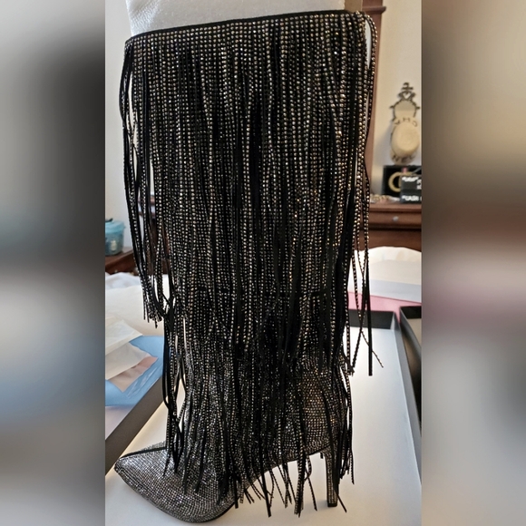 Tall Bling Fringe Boot high heel - Picture 2 of 6
